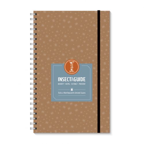 Insect Guide spiral-bound notebook with brown cover featuring tick patterns for identifying Northeastern US ticks