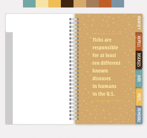 Spiral-bound notebook showing Ticks are responsible for at least ten different known diseases in humans in the U.S.