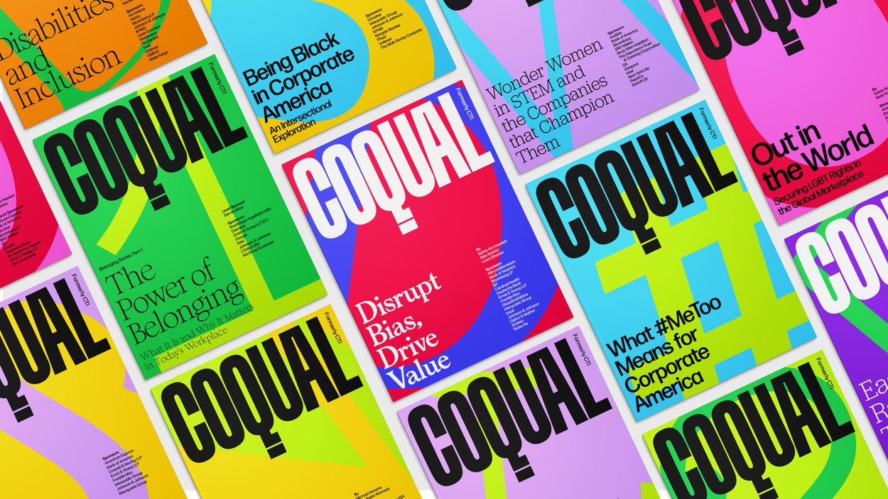 Colorful GOQUAL magazine covers featuring diversity, inclusion, and corporate America topics in vibrant design layout