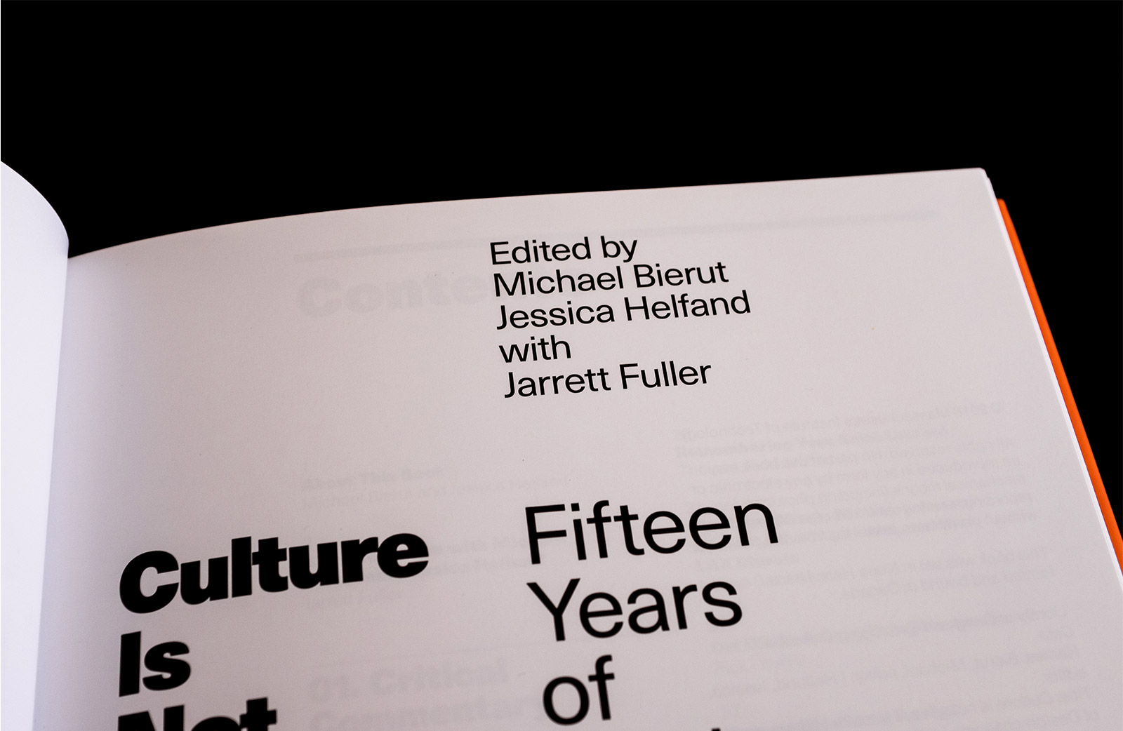 Book page showing editors Michael Bierut, Jessica Helfand with Jarrett Fuller, title Culture Is Not Always Popular
