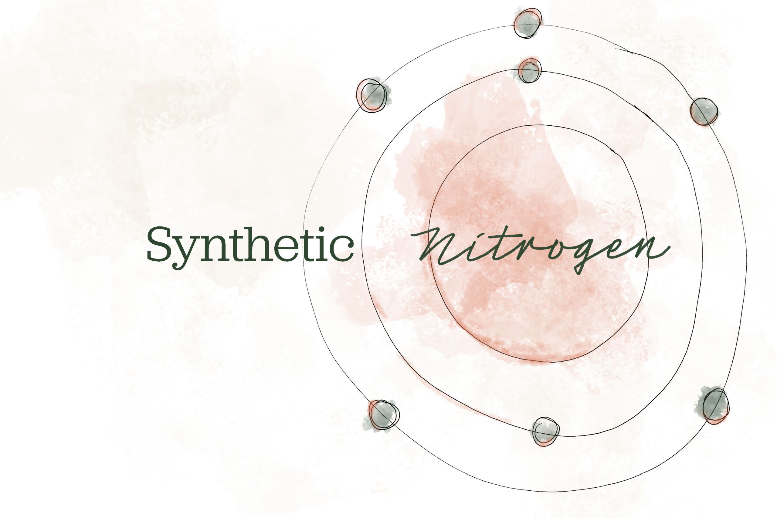 Its Complicated_Draft 5_Page_02 Synthetic nitrogen molecule diagram showing atomic structure with electron orbits and bonds for chemistry education