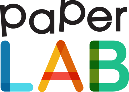 PaperLAB logo with black text and colorful gradient letters L, A, B in blue, orange-red, and green