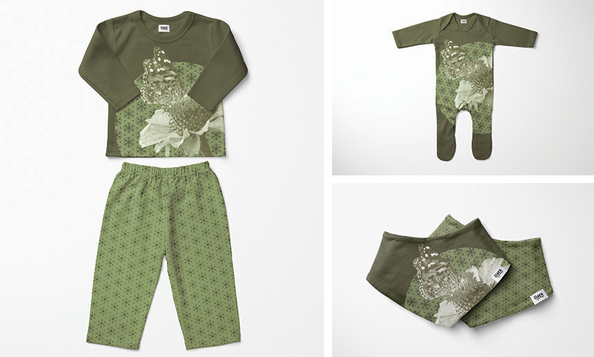 2_FloraFarrow Green organic baby clothing set with bear design - long sleeve shirt, pants, and onesie in eco-friendly cotton fabric