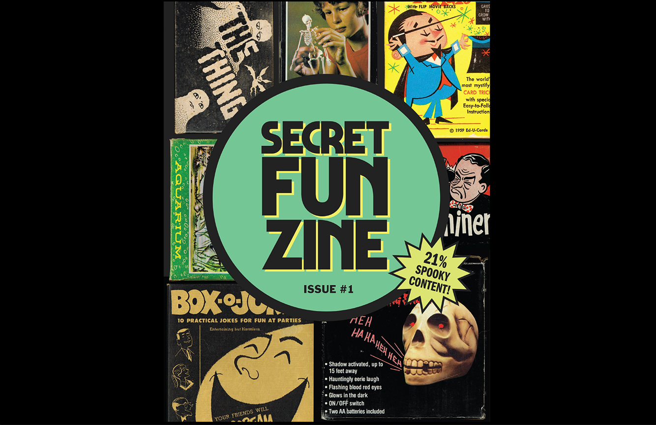 Demaraiszine1 Secret Fun Zine Issue #1 magazine cover featuring spooky novelty items, magic tricks, and vintage horror collectibles