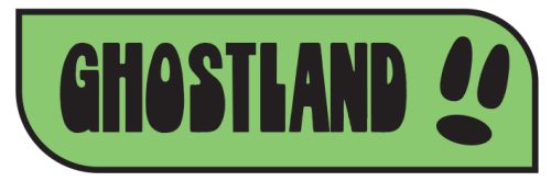 ghostlandlogo Ghostland logo with green background and black text featuring ghost face design