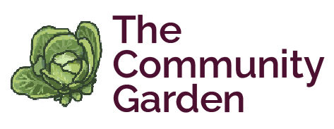 Thesis_Logo The Community Garden logo featuring green cabbage illustration with maroon text