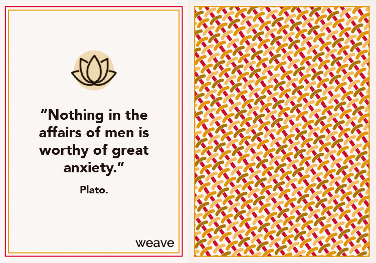 small-talk-cards5 Plato quote card with lotus flower: Nothing in the affairs of men is worthy of great anxiety on geometric pattern